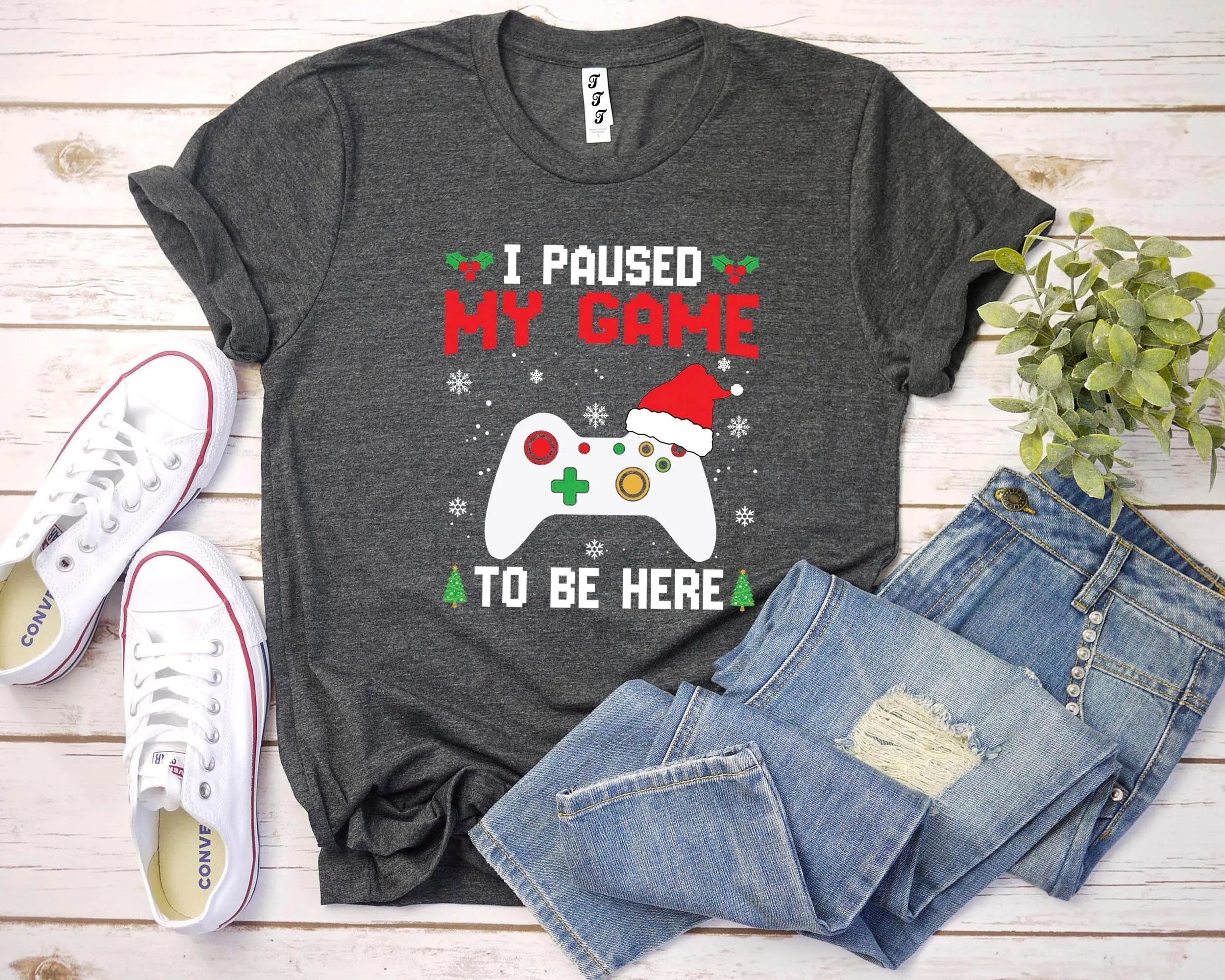 I Paused My Game To Be Here Shirt, Christmas Gaming Shirt, Kids Christmas Shirt