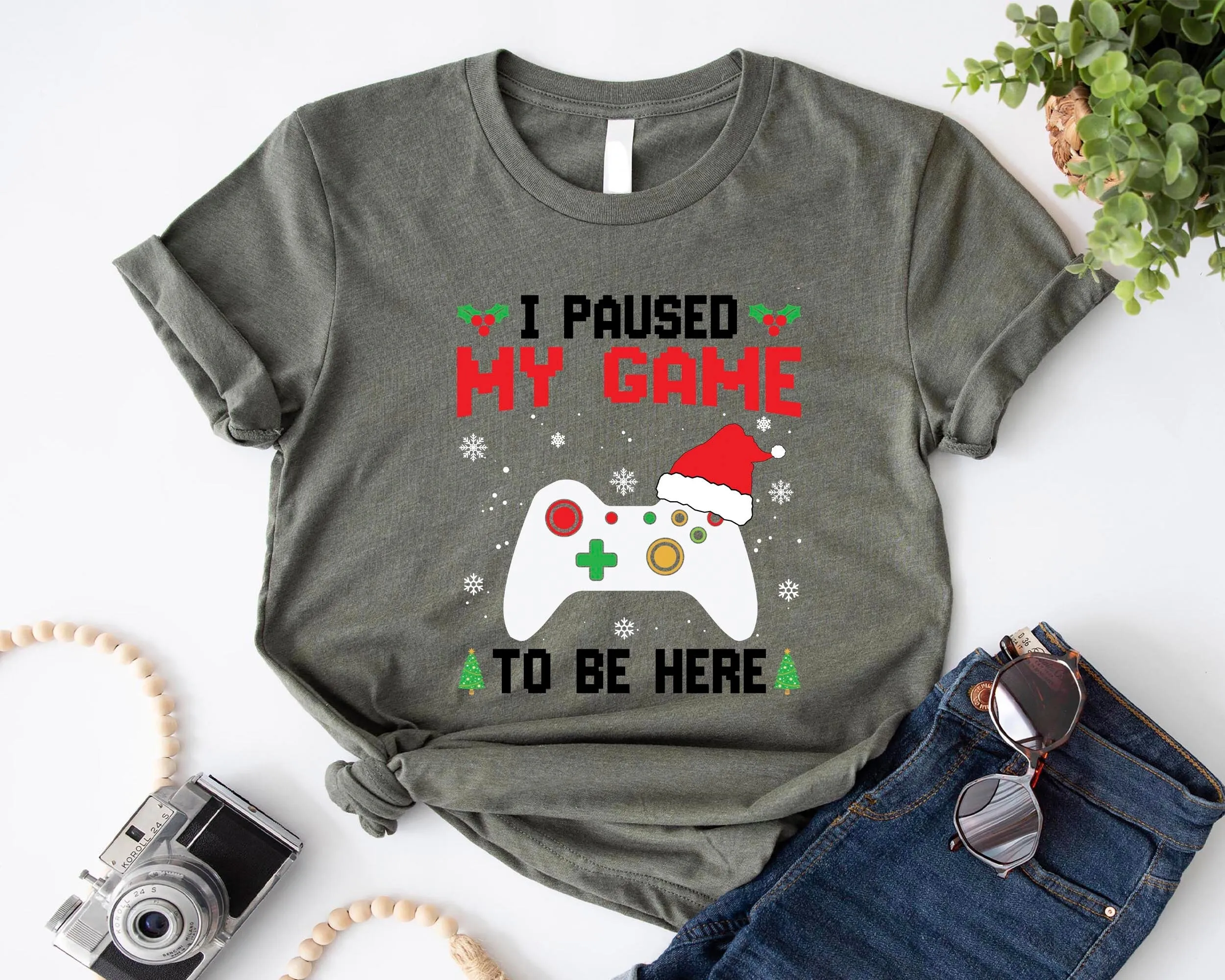 I Paused My Game To Be Here Shirt, Christmas Gaming Shirt, Kids Christmas Shirt