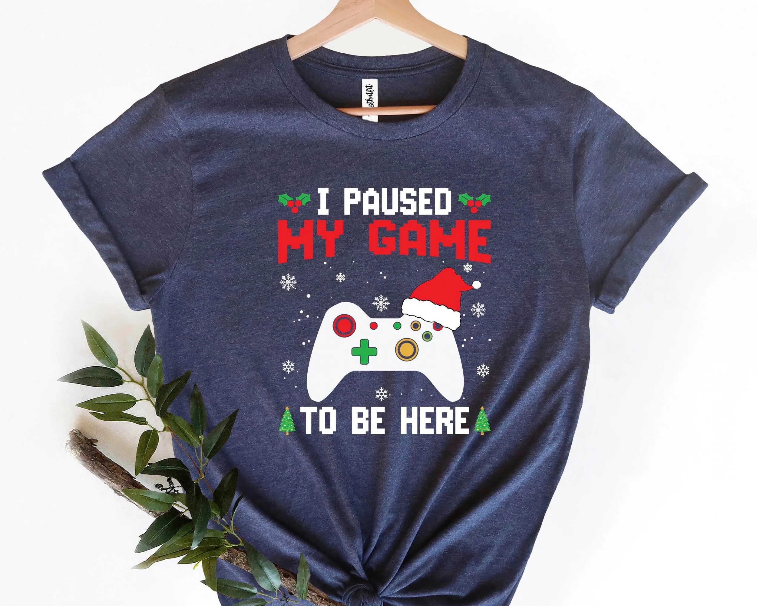 I Paused My Game To Be Here Shirt, Christmas Gaming Shirt, Kids Christmas Shirt