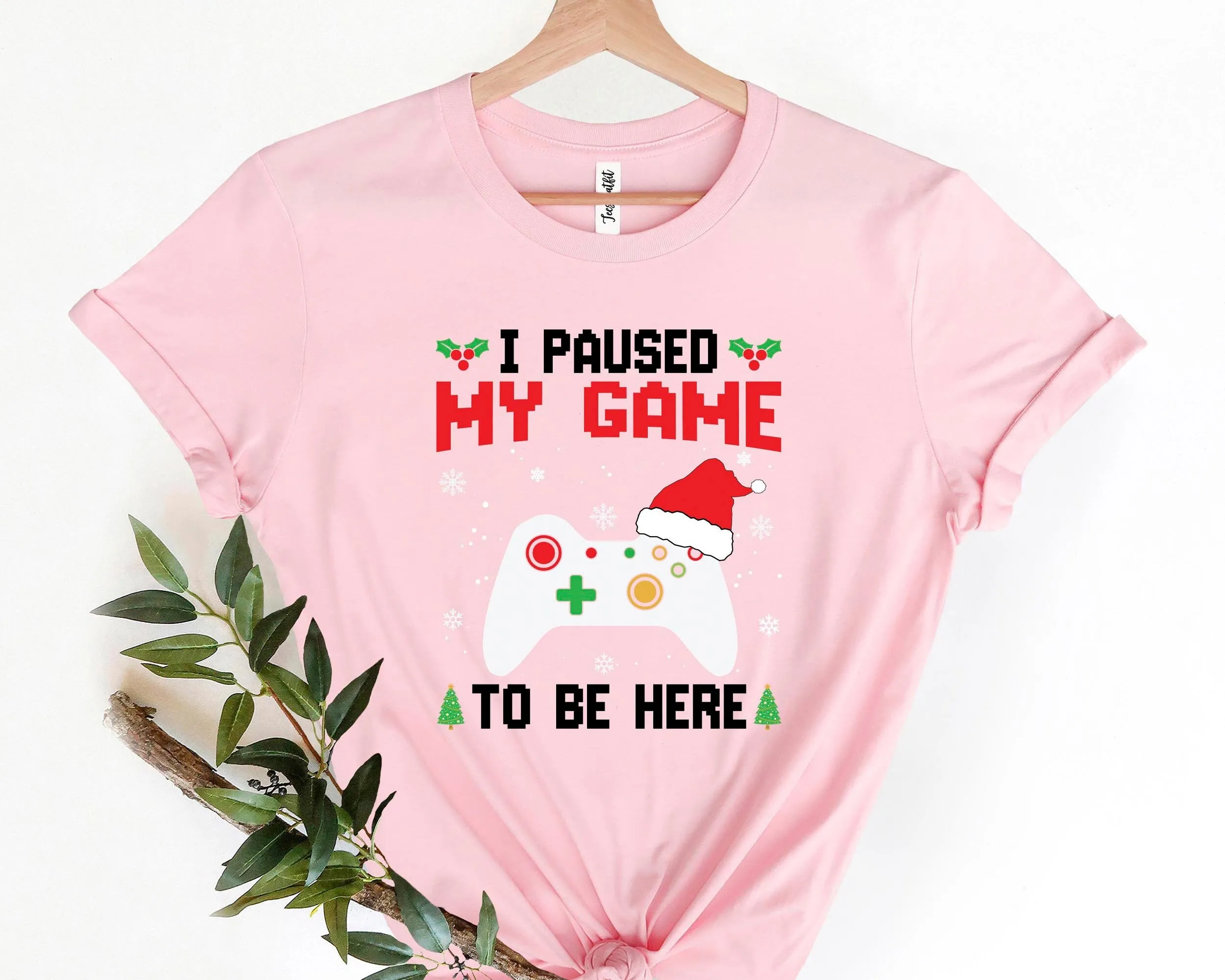 I Paused My Game To Be Here Shirt, Christmas Gaming Shirt, Kids Christmas Shirt