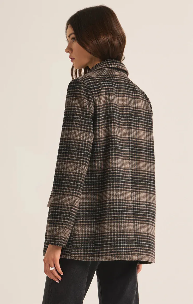 Kingston Relaxed Plaid Blazer - Latte