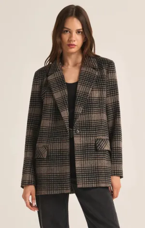 Kingston Relaxed Plaid Blazer - Latte
