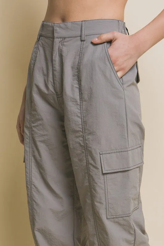 Laura Olive, Light Gray or Black Parachute Pants