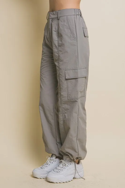Laura Olive, Light Gray or Black Parachute Pants