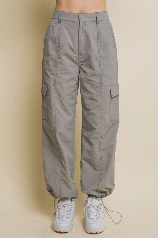Laura Olive, Light Gray or Black Parachute Pants