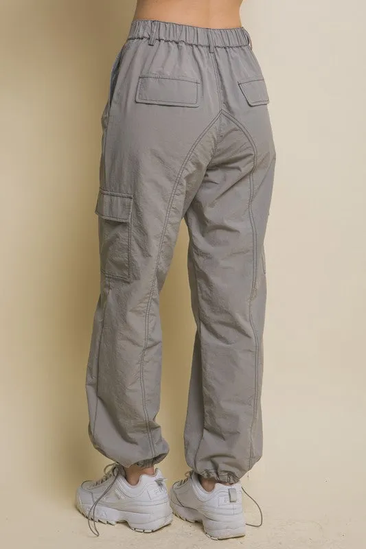 Laura Olive, Light Gray or Black Parachute Pants