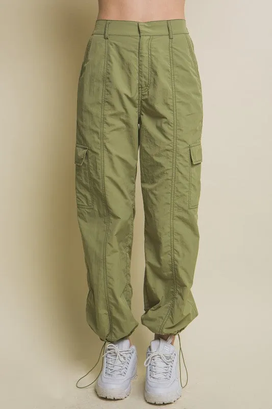 Laura Olive, Light Gray or Black Parachute Pants