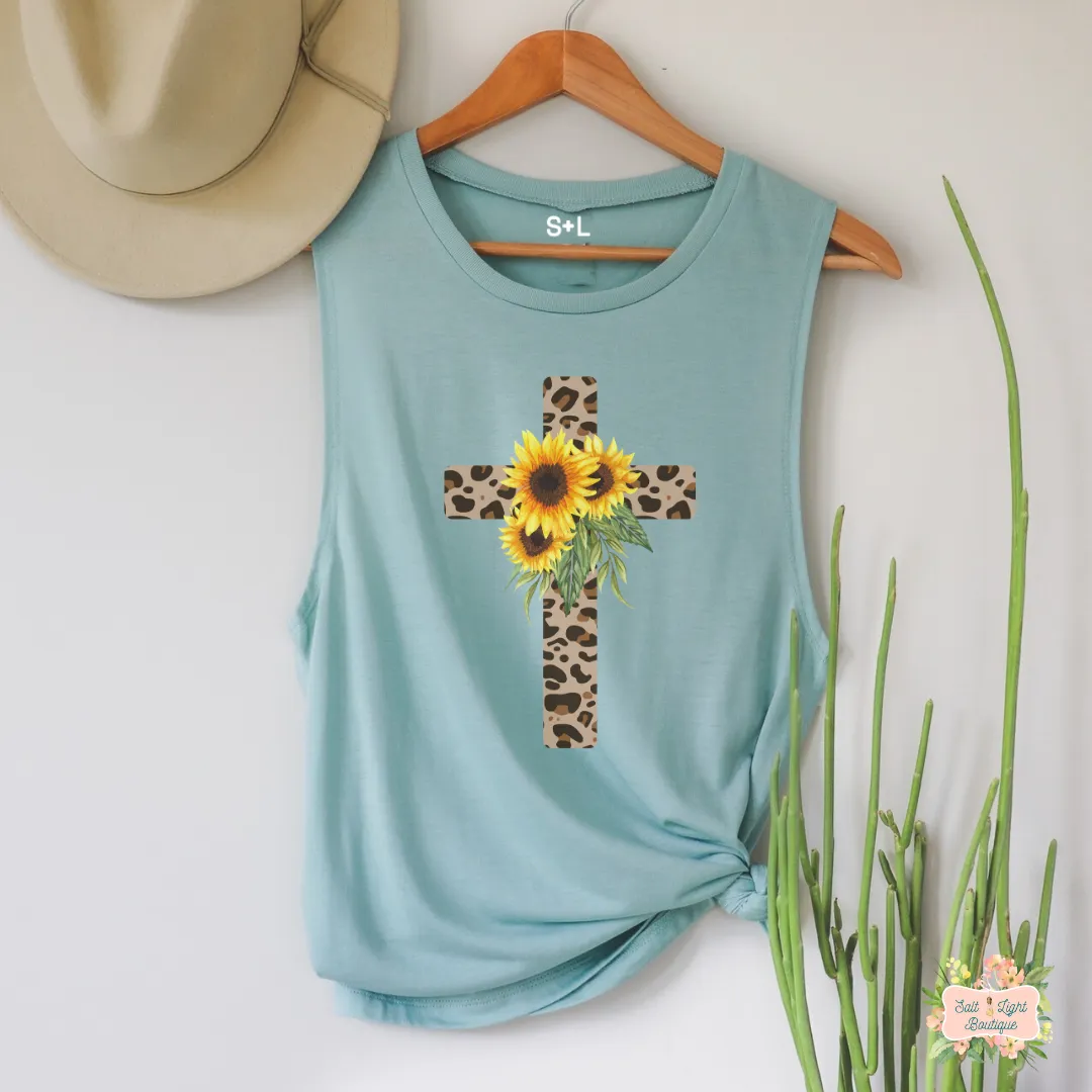 LEOPARD PRINT CROSS | WOMEN'S MUSCLE TANK TOP
