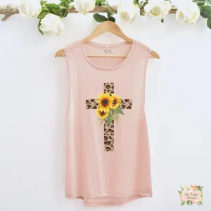 LEOPARD PRINT CROSS | WOMEN'S MUSCLE TANK TOP