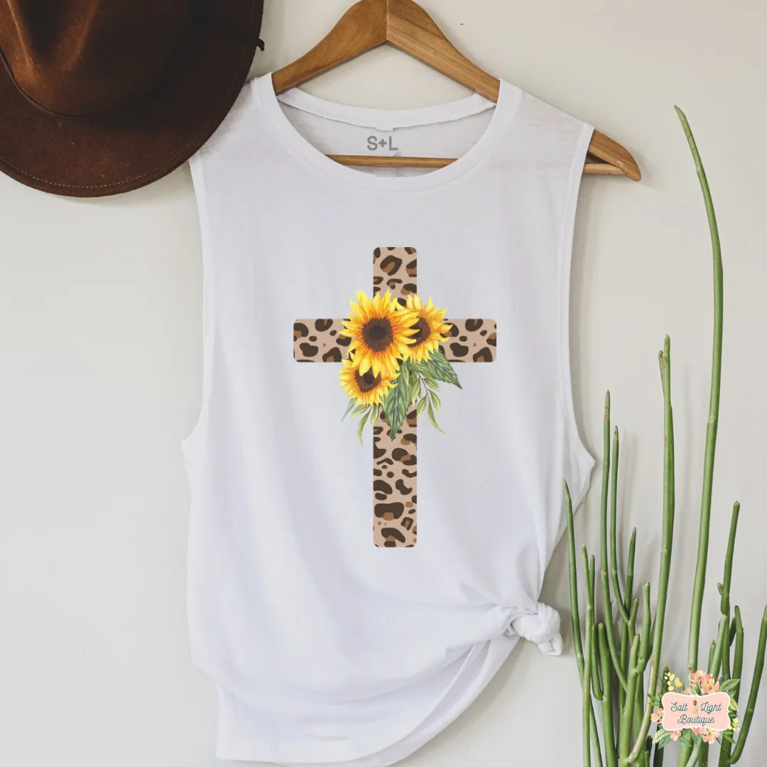 LEOPARD PRINT CROSS | WOMEN'S MUSCLE TANK TOP