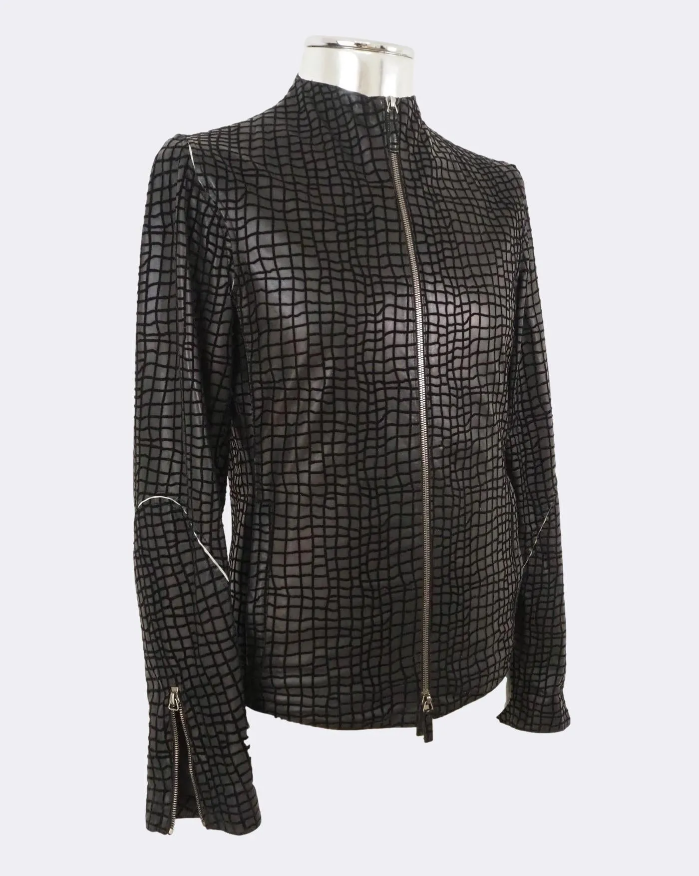 Lightweight Leather Jacket Square Detailing