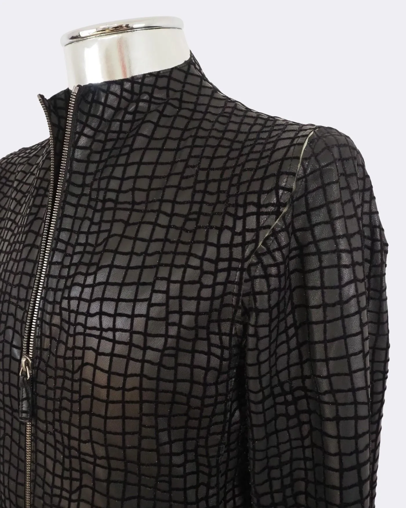 Lightweight Leather Jacket Square Detailing