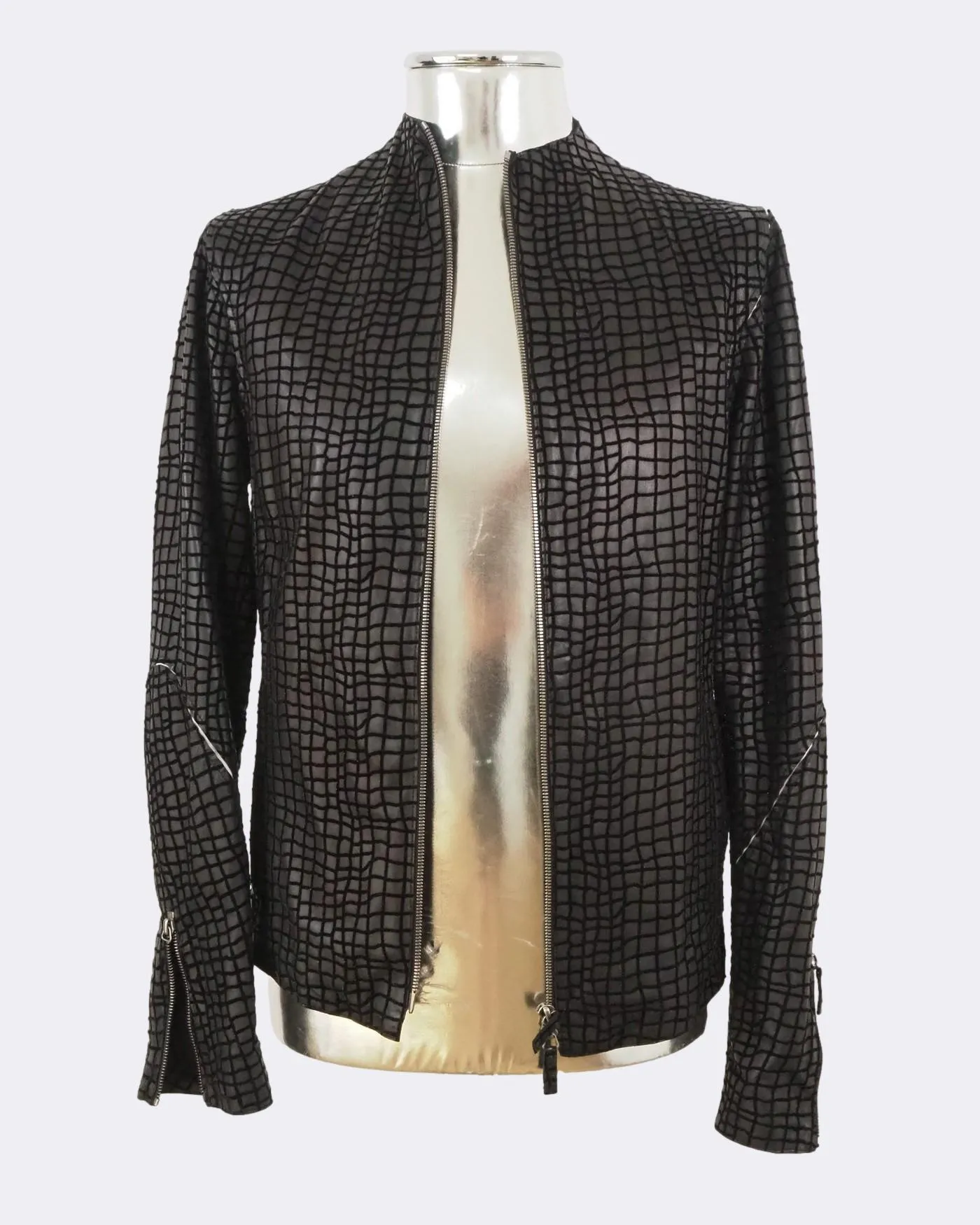 Lightweight Leather Jacket Square Detailing
