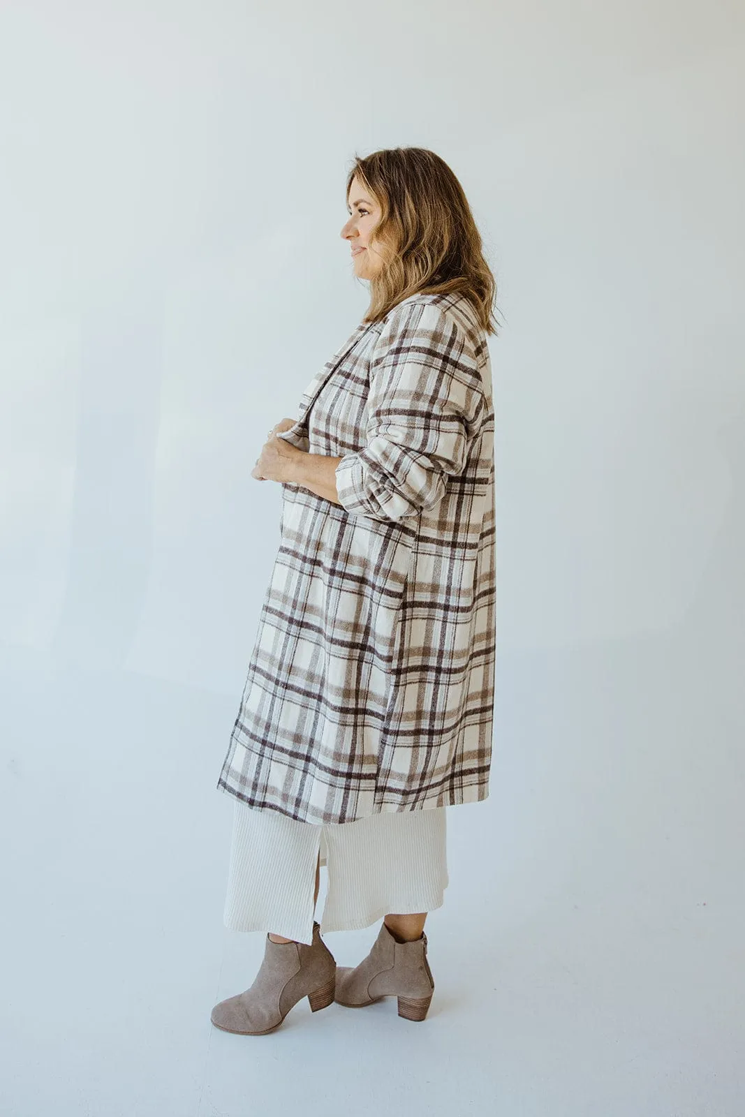 LIGHTWEIGHT PLAID MIDI BLAZER