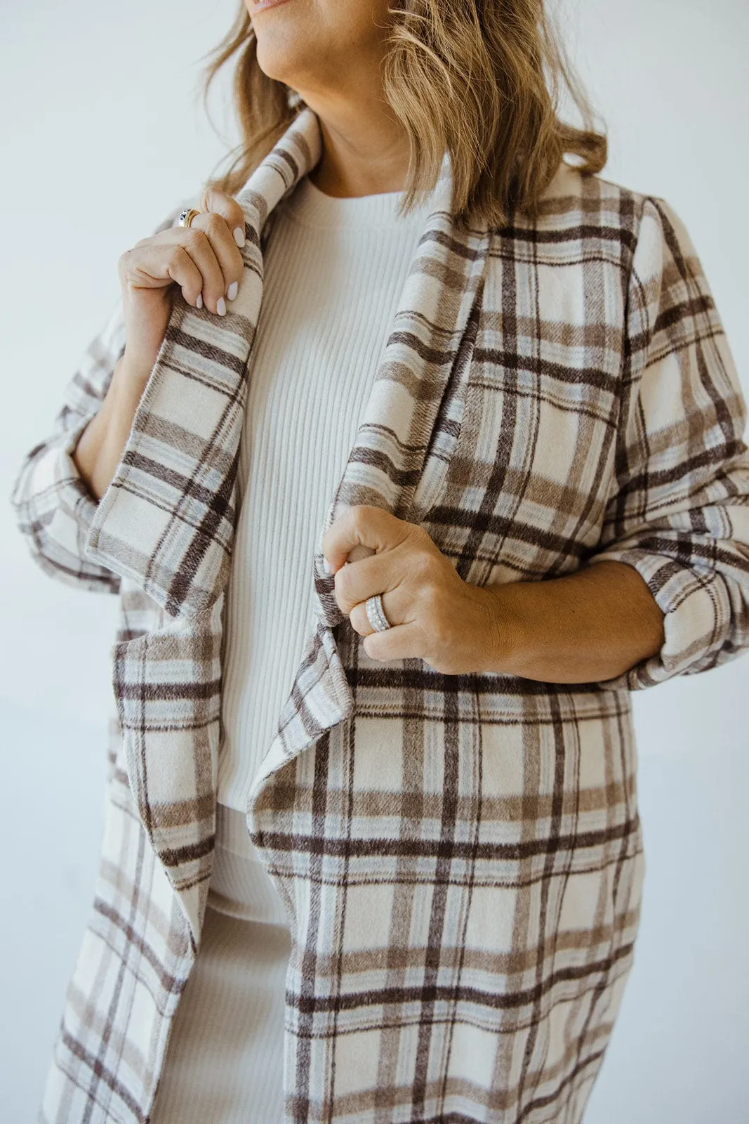 LIGHTWEIGHT PLAID MIDI BLAZER