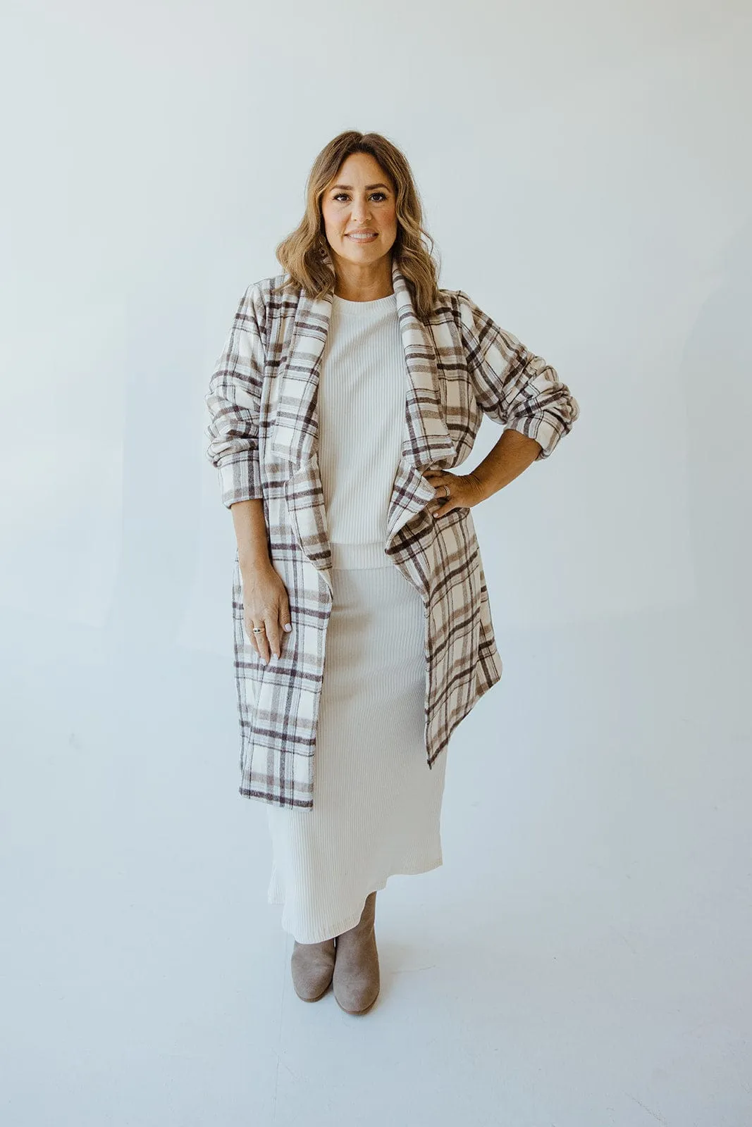 LIGHTWEIGHT PLAID MIDI BLAZER