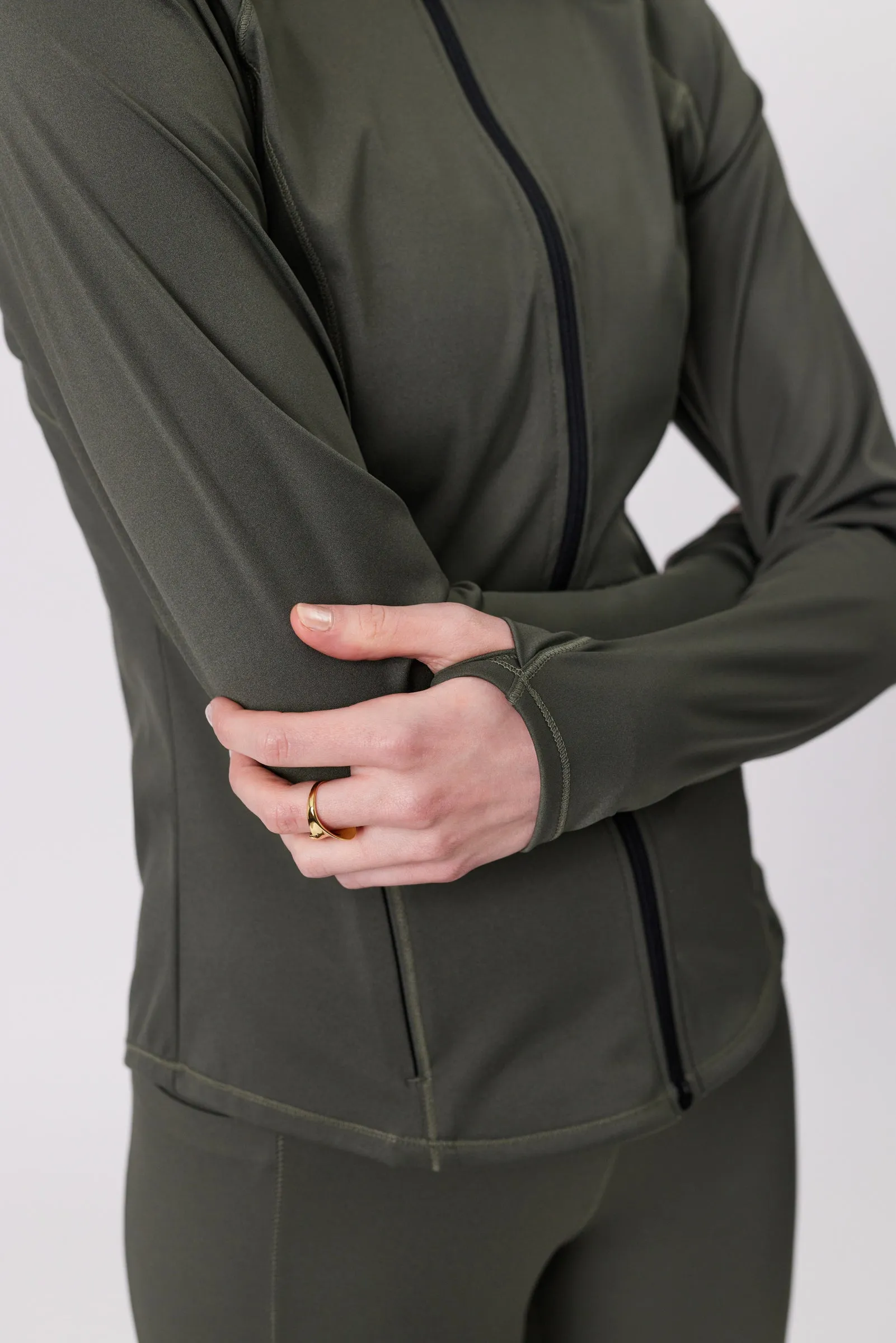 Line Up L/S Zip Through - Kelp