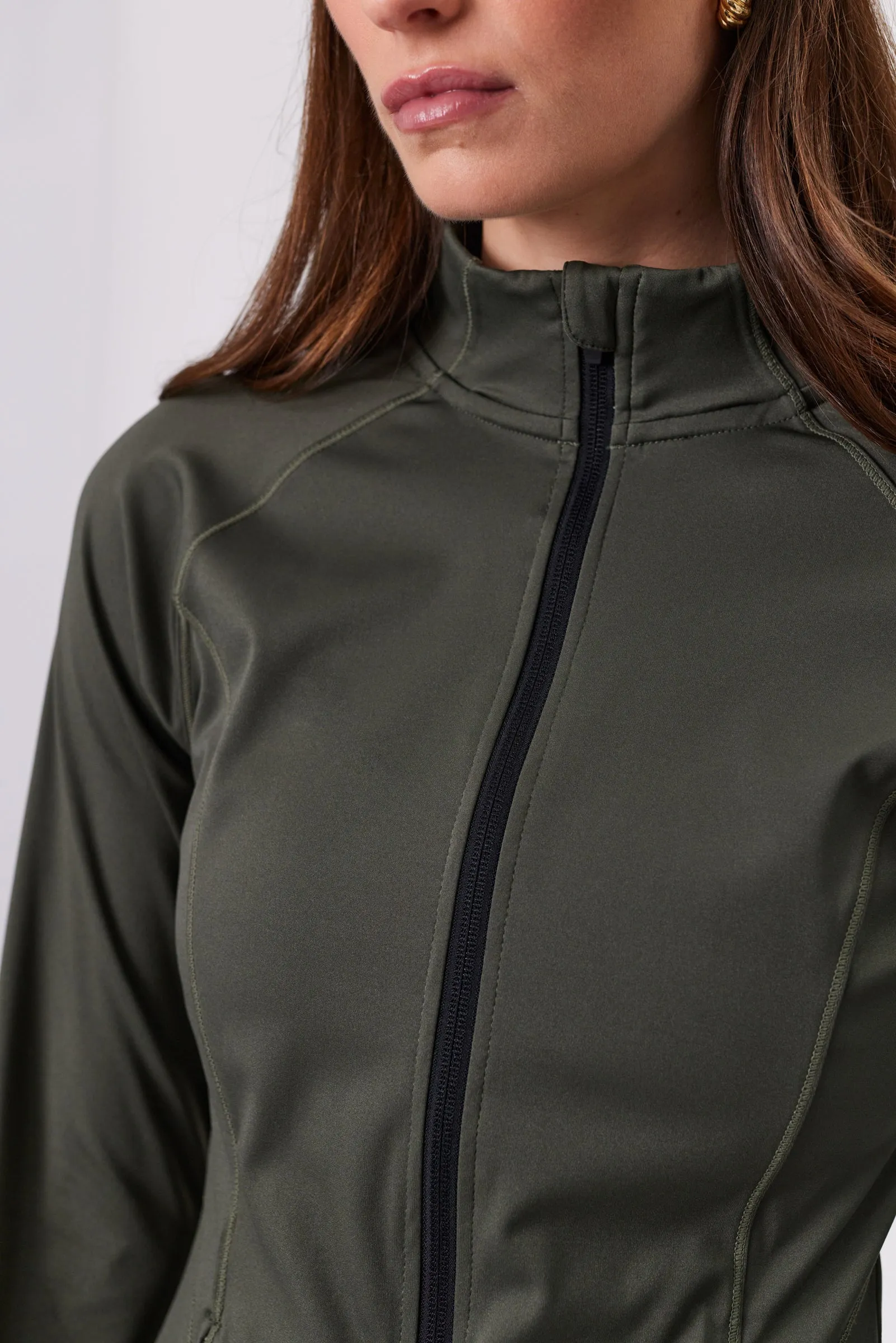Line Up L/S Zip Through - Kelp