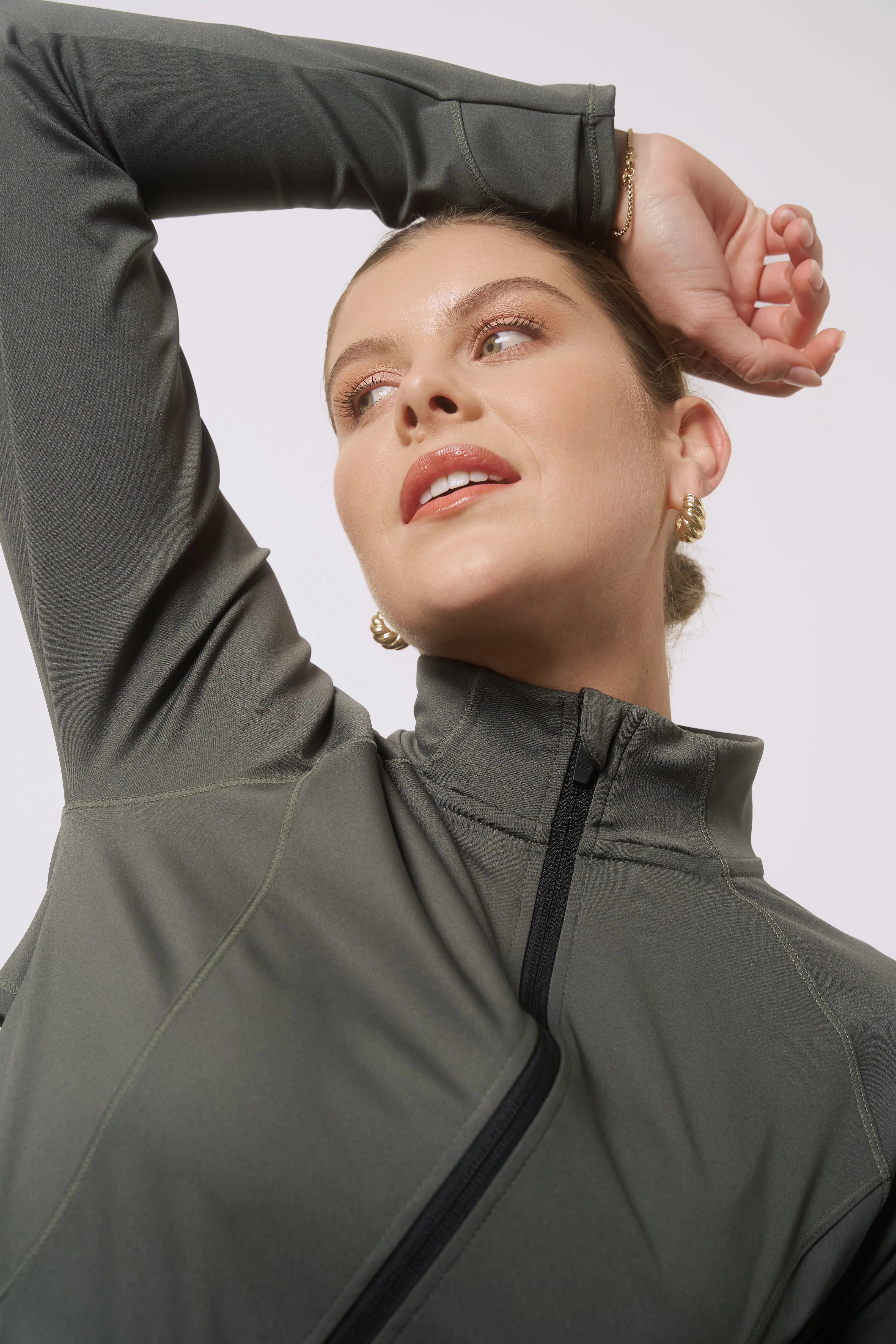 Line Up L/S Zip Through - Kelp