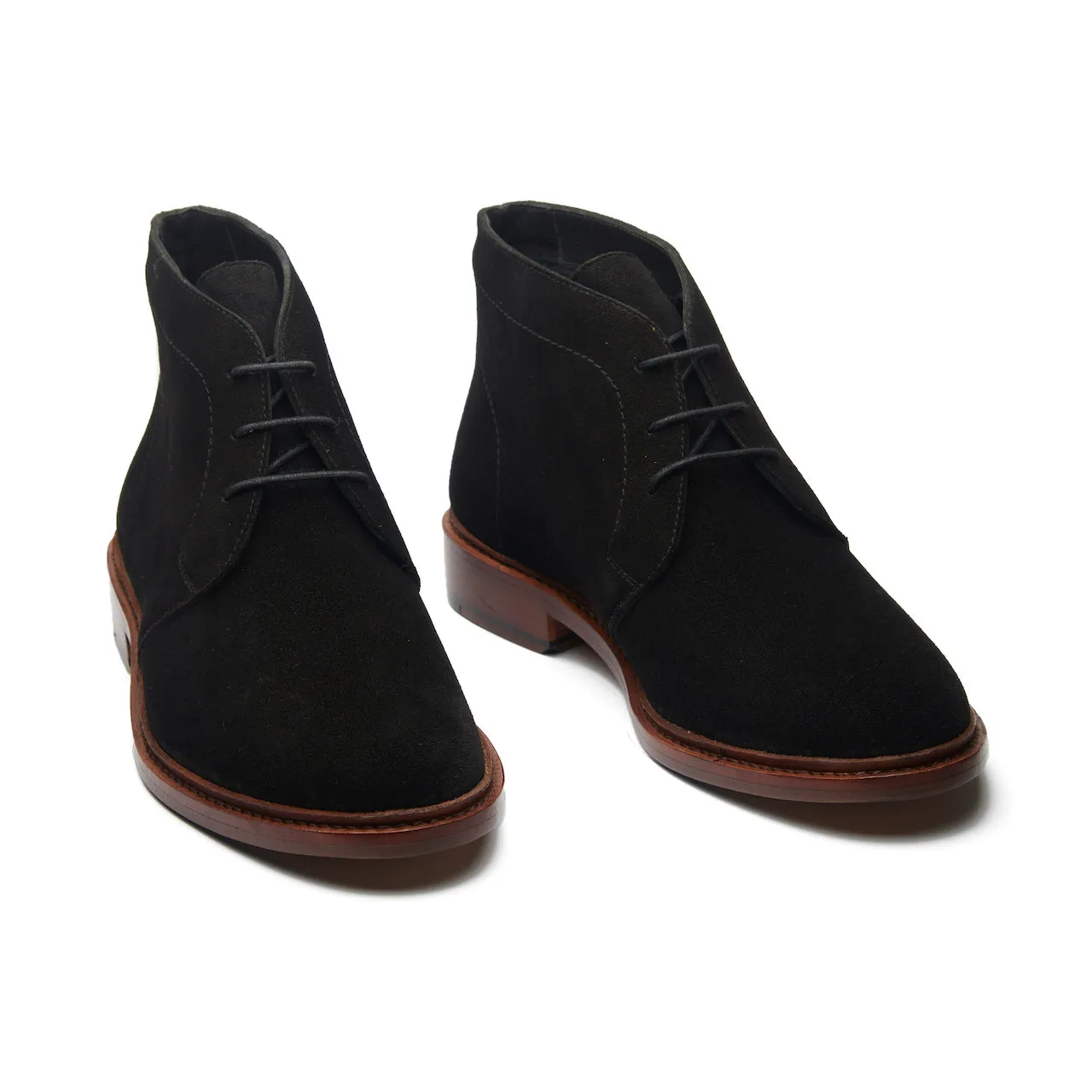 Lucas, Unlined Chukka Boot - Ox Reverse Black | Hand Welted Smart Casuals