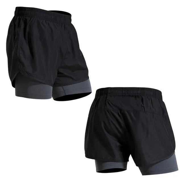 Men Fake Two Running Shorts Men Basketball Gym