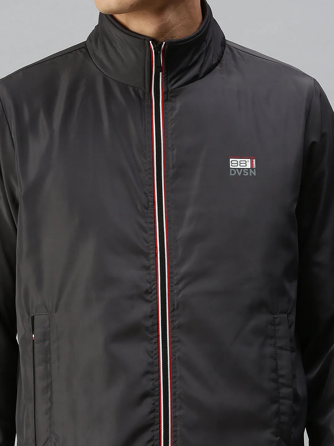 Men Solid Black Sporty Jacket