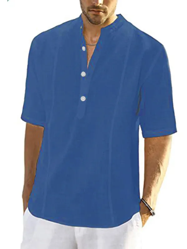 Men's Comfortable Casual Linen Shirt with Long Sleeves