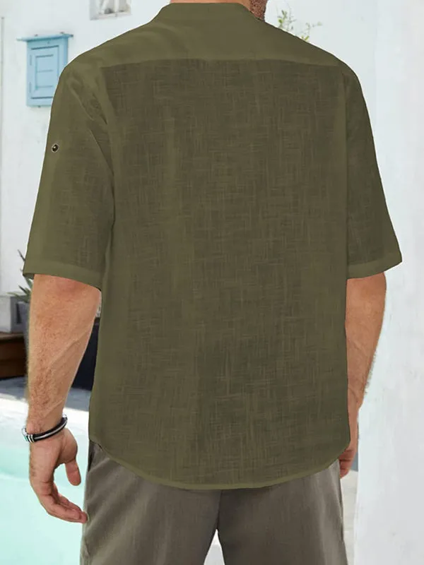 Men's Comfortable Casual Linen Shirt with Long Sleeves