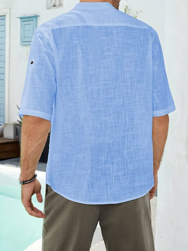 Men's Comfortable Casual Linen Shirt with Long Sleeves