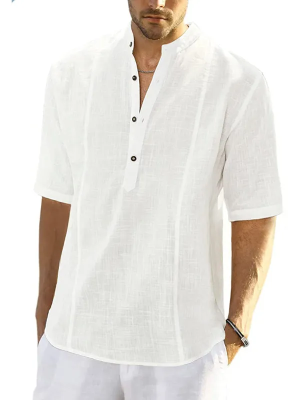 Men's Comfortable Casual Linen Shirt with Long Sleeves