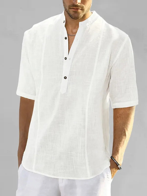 Men's Comfortable Casual Linen Shirt with Long Sleeves