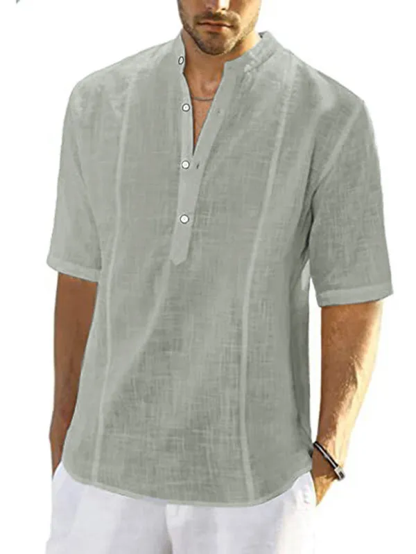 Men's Comfortable Casual Linen Shirt with Long Sleeves