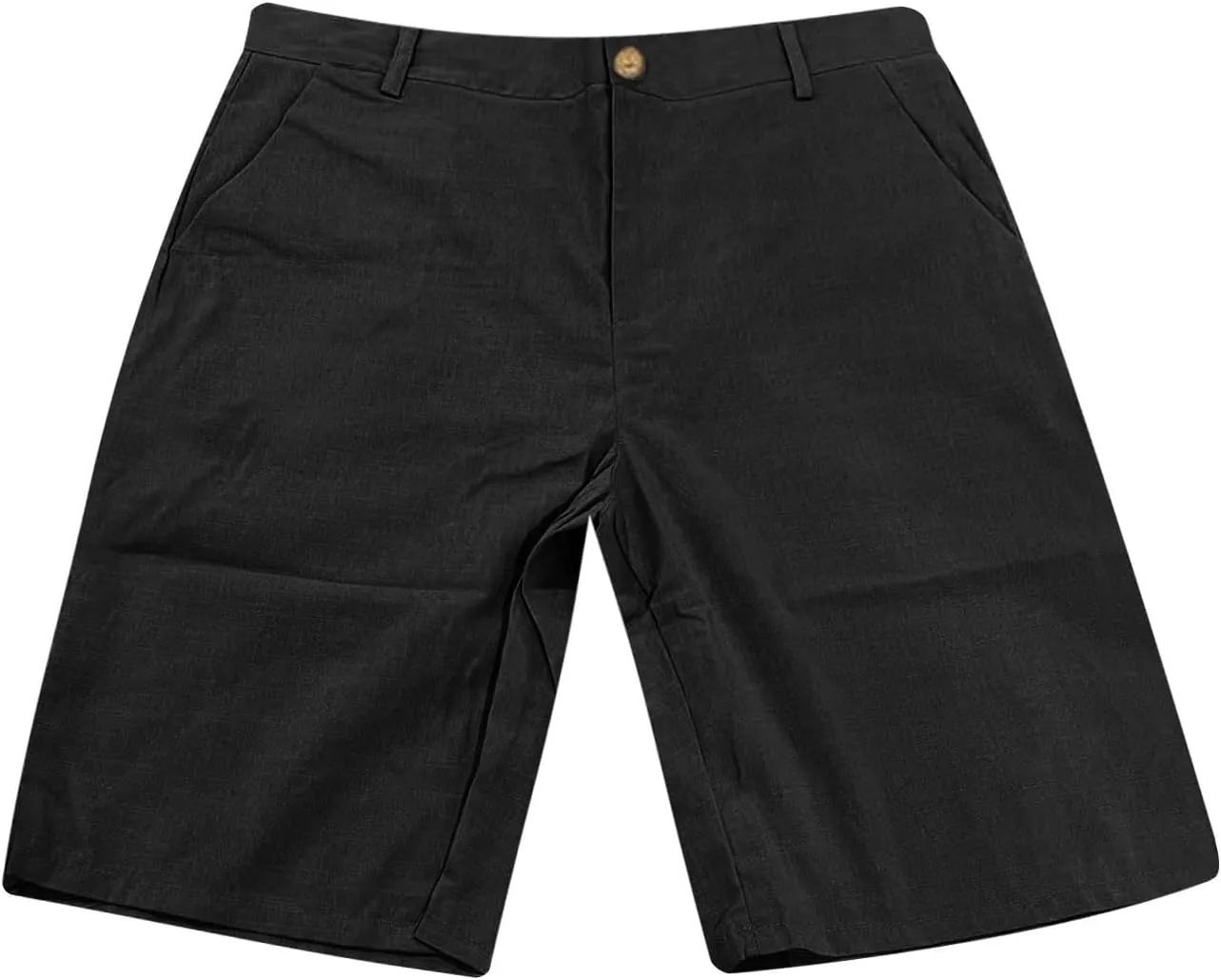 Mens Cotton Linen Shorts Casual Elastic Waist Drawstring Summer Beach Golf Shorts with Pockets