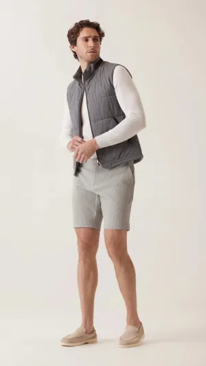 Mini Check Seersucker Shorts - Heather Grey