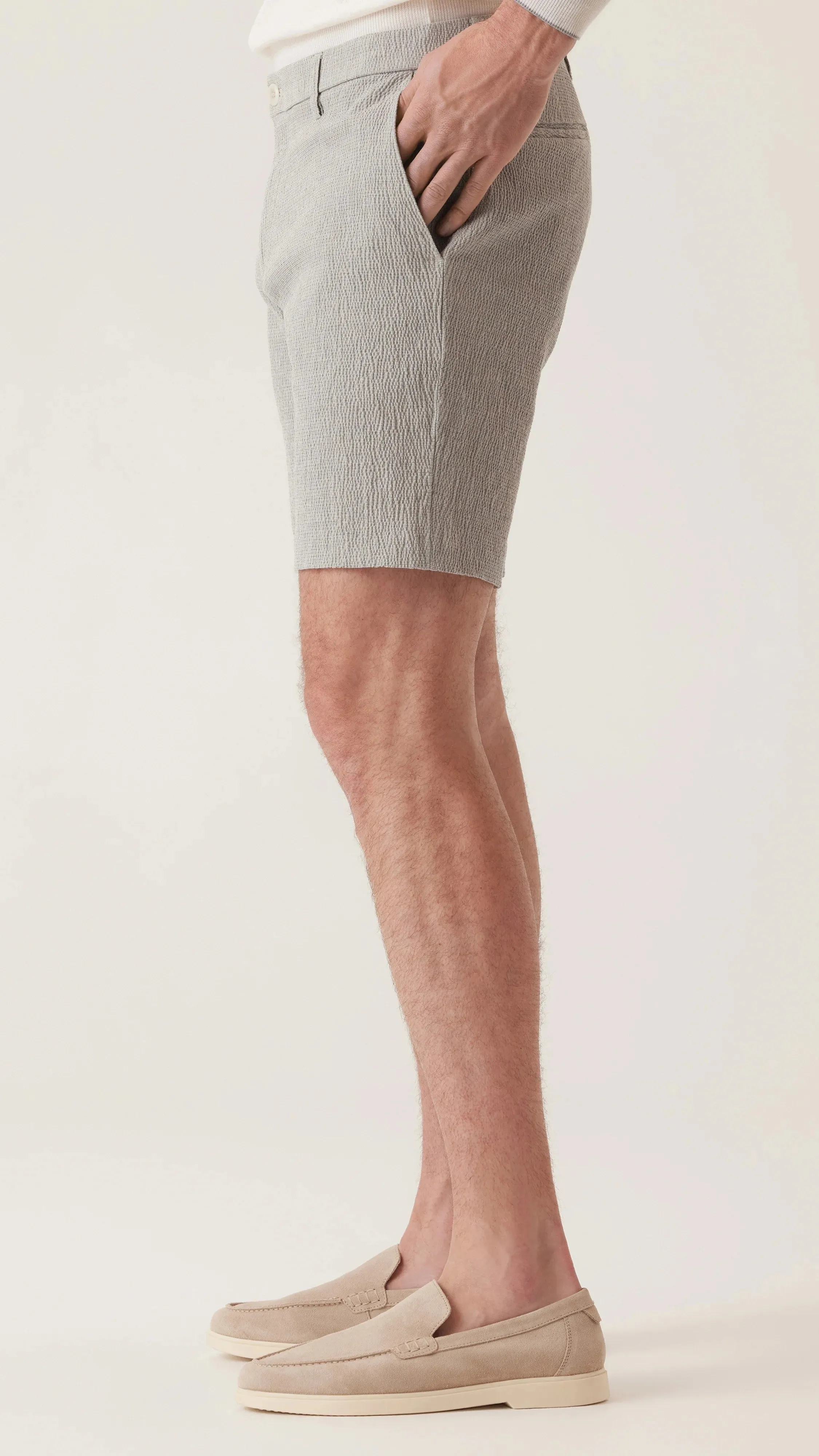 Mini Check Seersucker Shorts - Heather Grey
