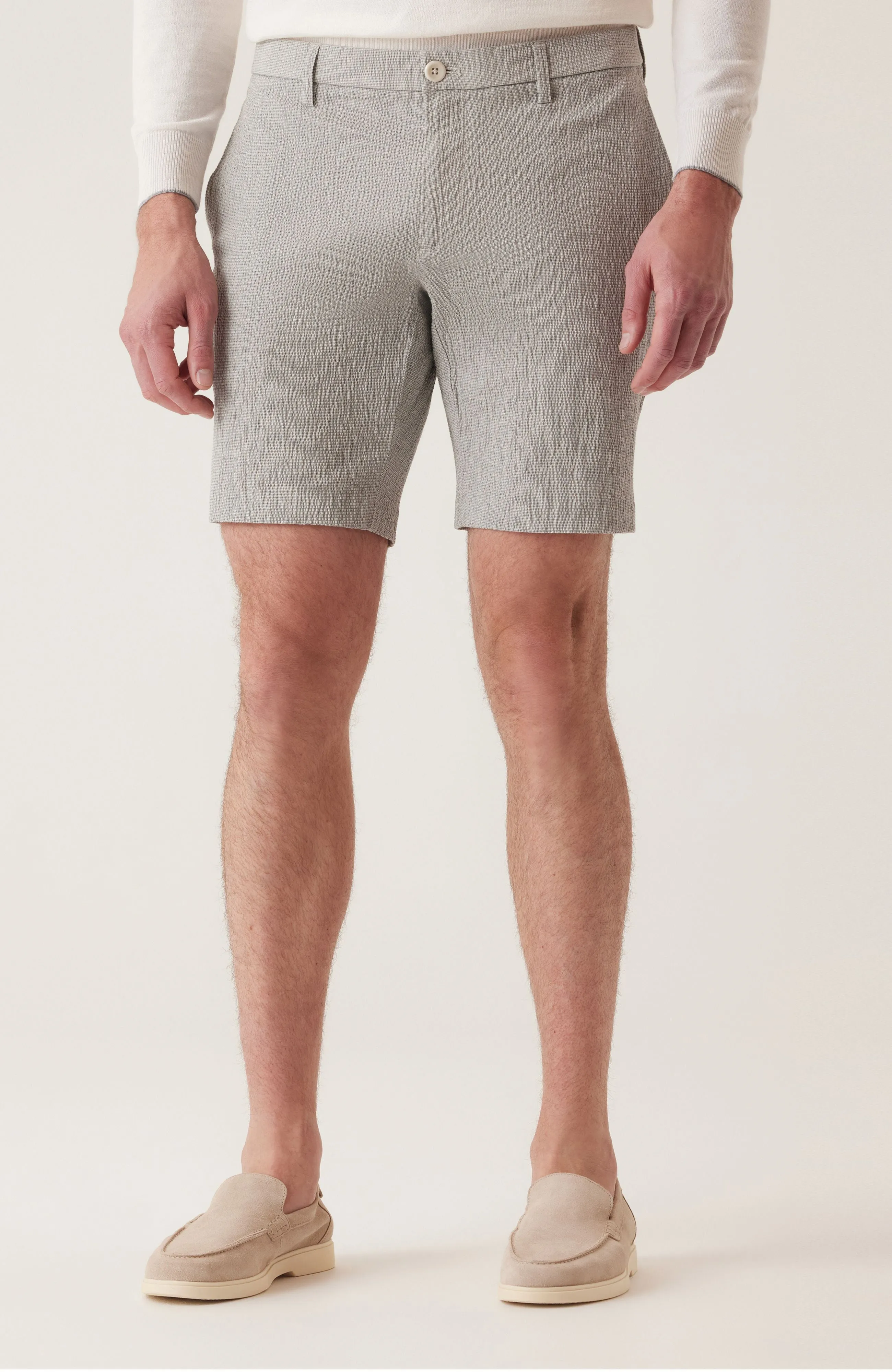 Mini Check Seersucker Shorts - Heather Grey
