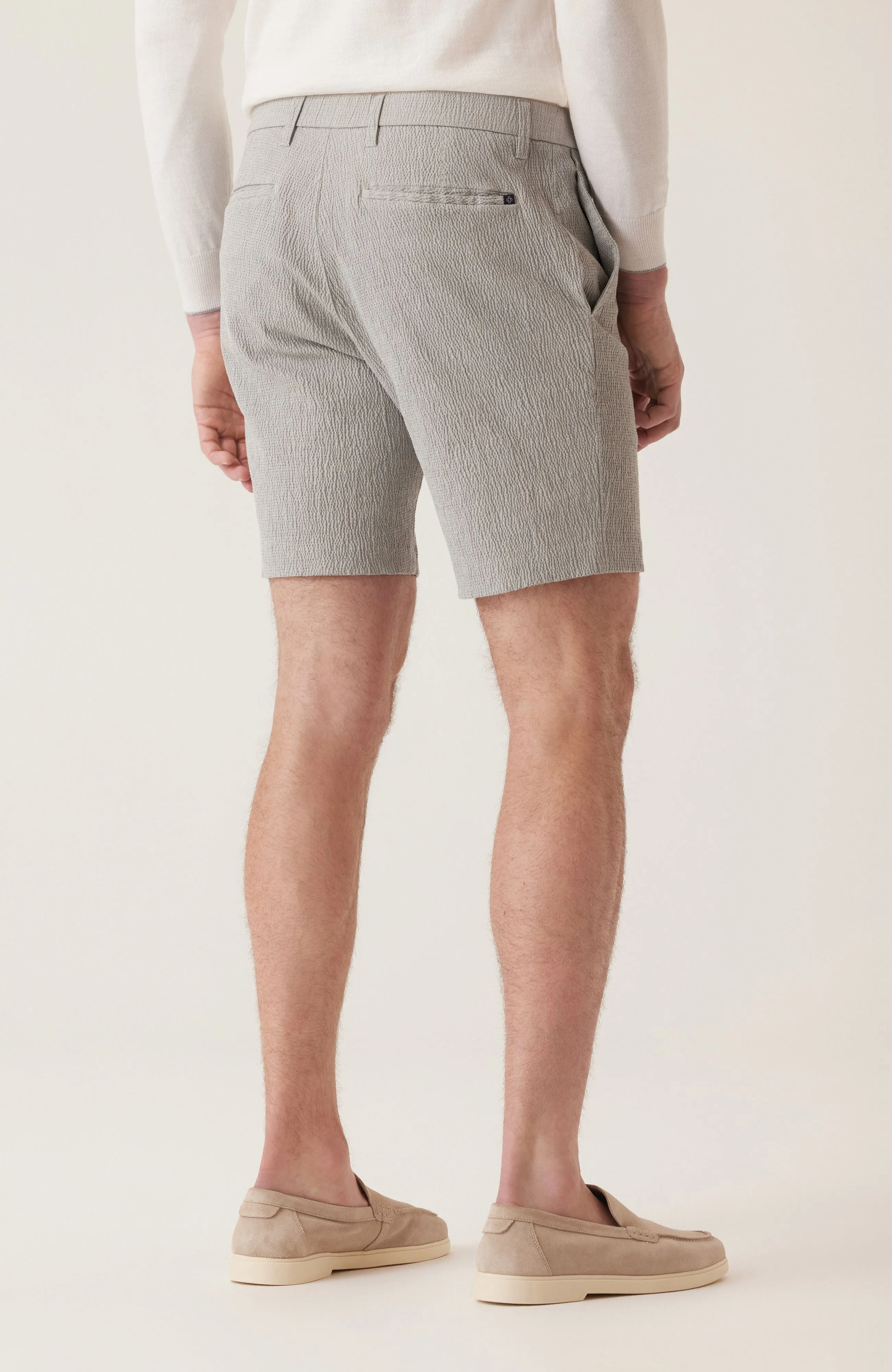 Mini Check Seersucker Shorts - Heather Grey