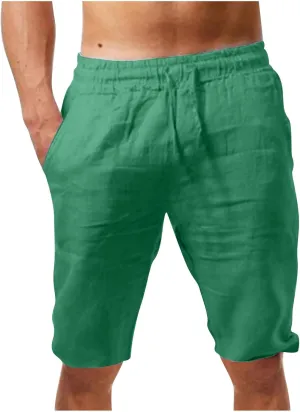 Muscularfit Beach Shorts for Men Summer Casual Cotton Linen Shorts Loose Fit Elastic Waist Drawstring Work Utility Shorts
