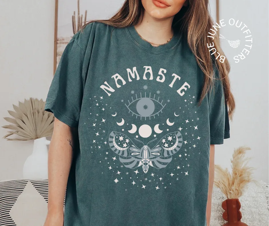 Namaste Witchy Moth Tee | Comfort Colors Celestial Tee