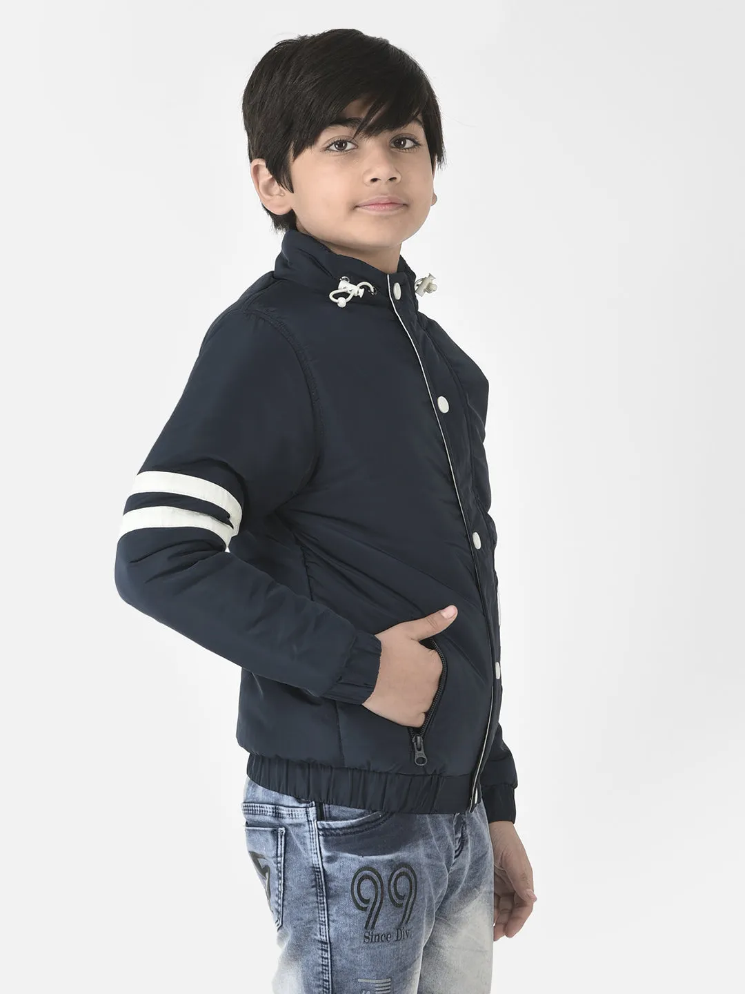 Navy Padded Varsity Jacket