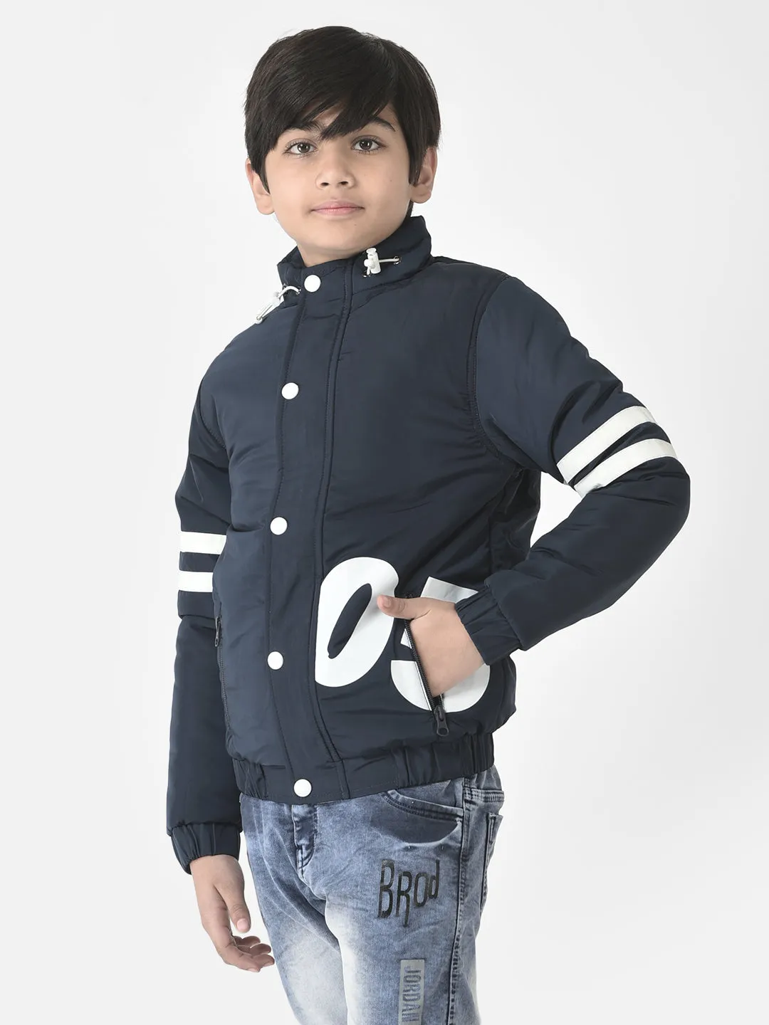 Navy Padded Varsity Jacket