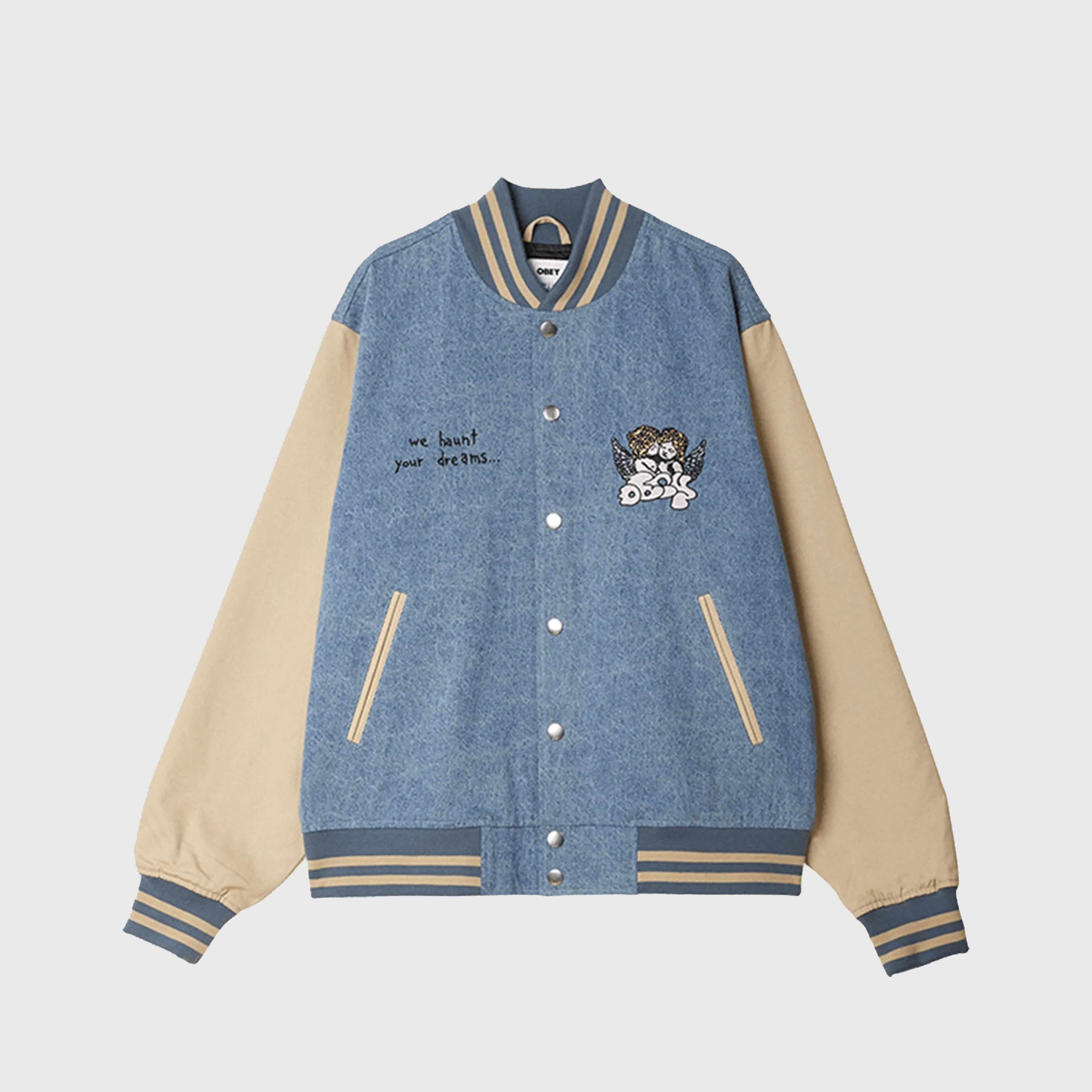 Obey Care Denim Varsity - Light Indigo Multi