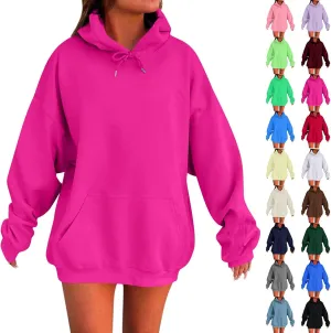 Oversized Hoodies For Women Plus Size Long Sleeve Drawstring Pullover Sweatshirt Trendy Winter Clothes With Pockets
