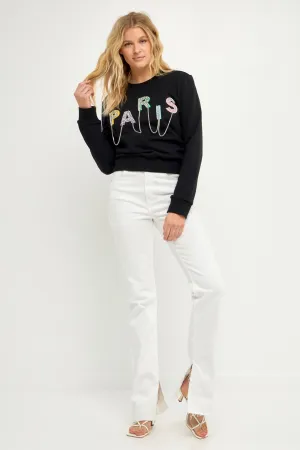 Paris Pearl Embellished Sweatshirts