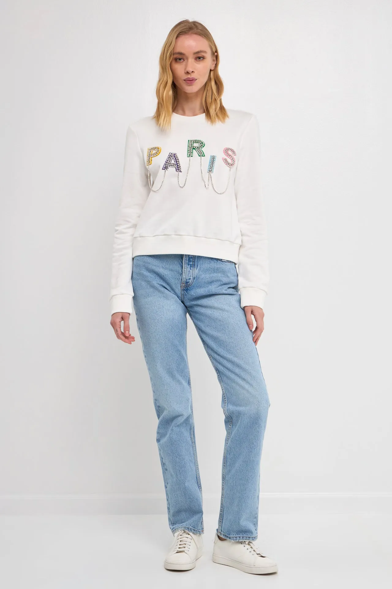 Paris Pearl Embellished Sweatshirts