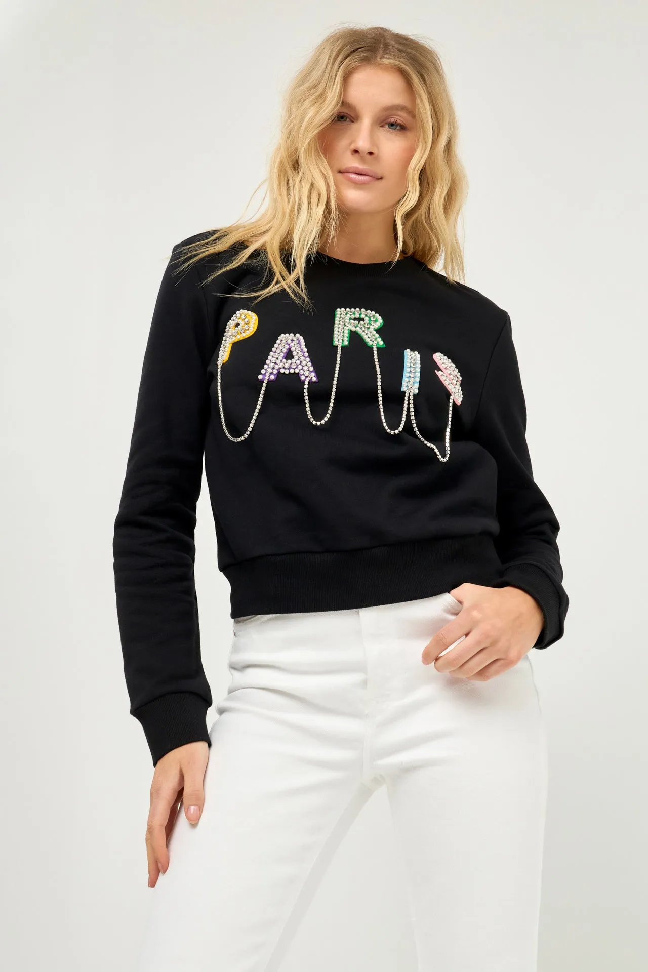 Paris Pearl Embellished Sweatshirts