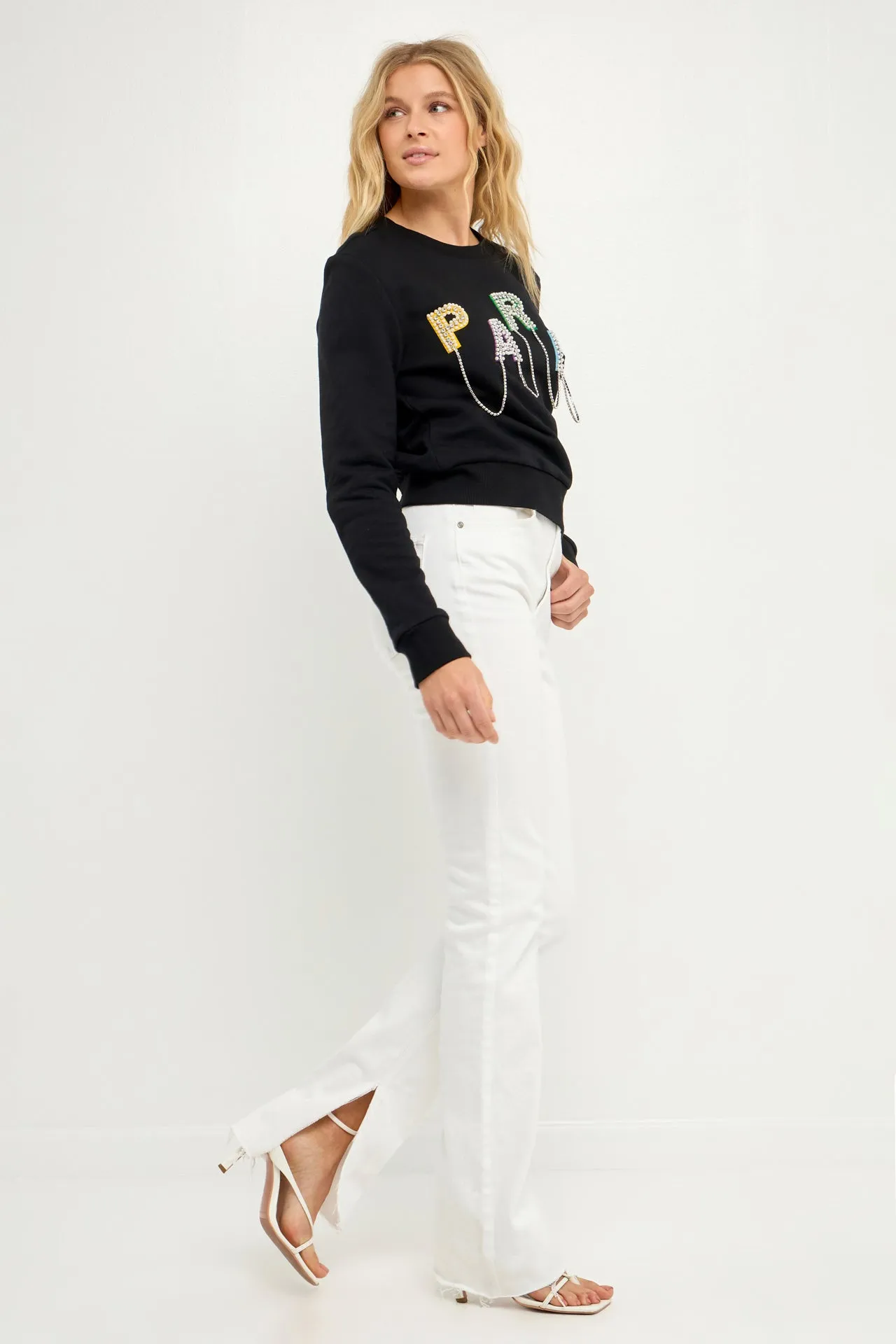Paris Pearl Embellished Sweatshirts