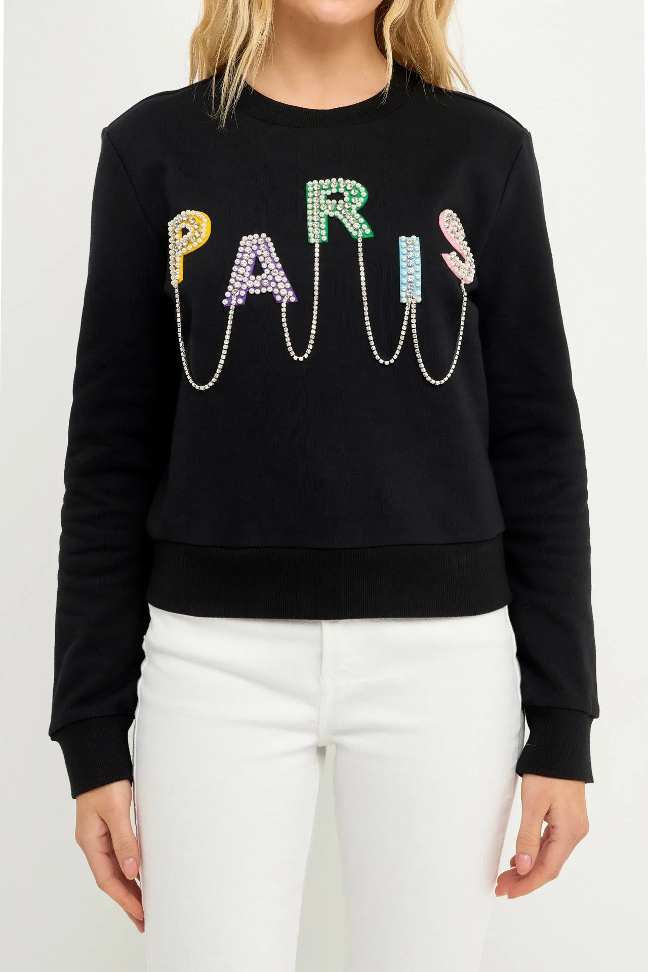 Paris Pearl Embellished Sweatshirts