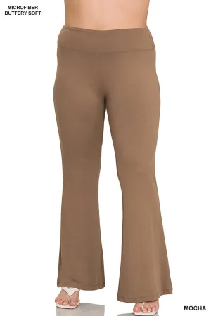 Plus Buttery Soft Flare Leg High Waist Yoga Pants - MOCHA