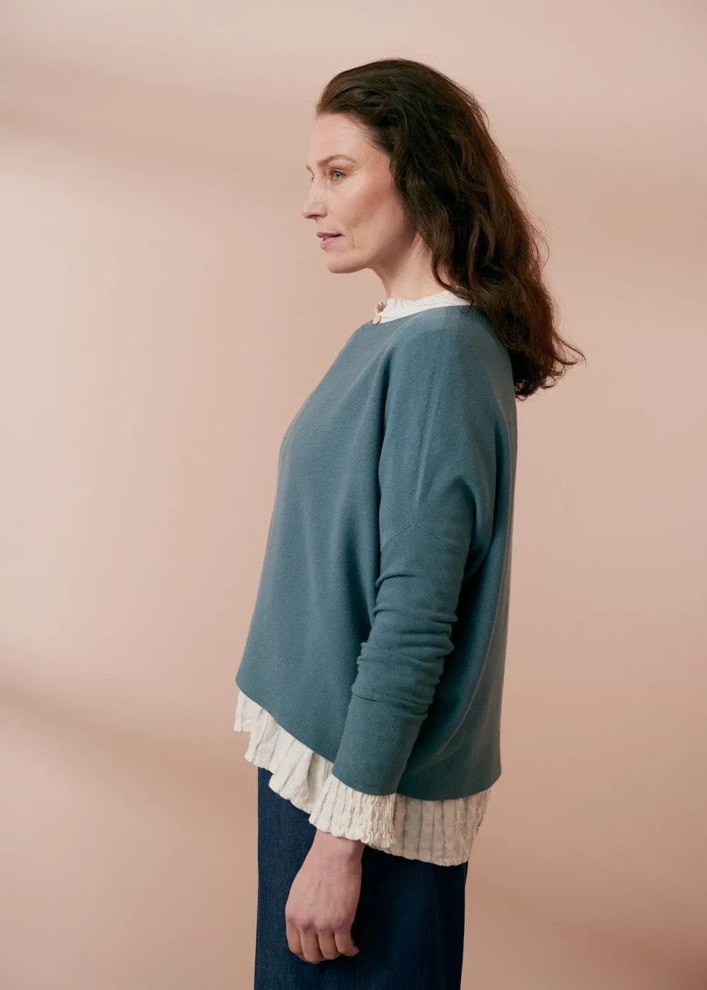 QUINN ROUND NECK SWEATER - GREY GREEN